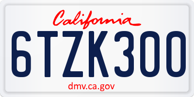 CA license plate 6TZK300