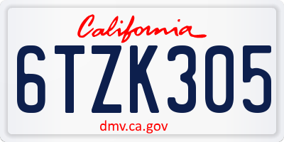CA license plate 6TZK305