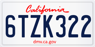 CA license plate 6TZK322