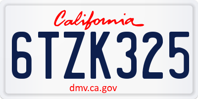 CA license plate 6TZK325