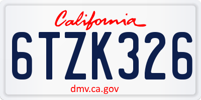 CA license plate 6TZK326