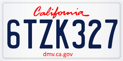 CA license plate 6TZK327