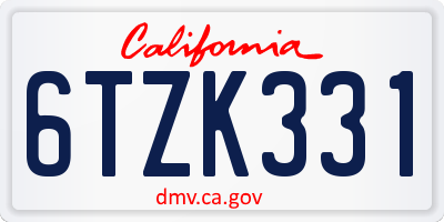 CA license plate 6TZK331