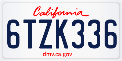 CA license plate 6TZK336