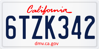 CA license plate 6TZK342