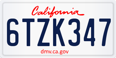 CA license plate 6TZK347
