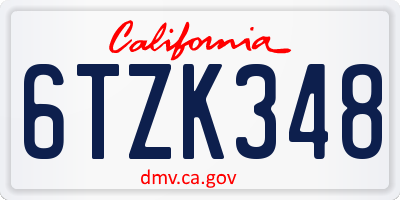 CA license plate 6TZK348