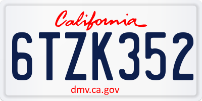 CA license plate 6TZK352