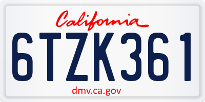 CA license plate 6TZK361