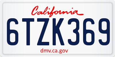 CA license plate 6TZK369