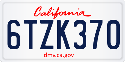 CA license plate 6TZK370