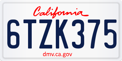 CA license plate 6TZK375