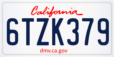 CA license plate 6TZK379