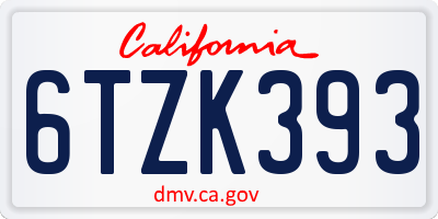 CA license plate 6TZK393