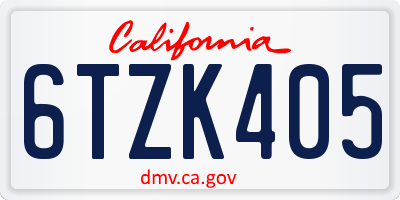 CA license plate 6TZK405