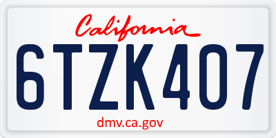 CA license plate 6TZK407
