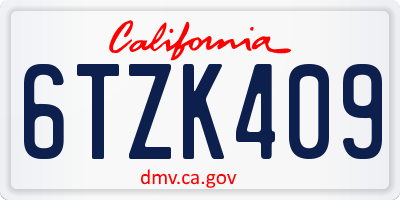 CA license plate 6TZK409
