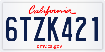 CA license plate 6TZK421