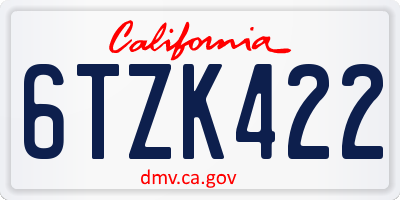 CA license plate 6TZK422