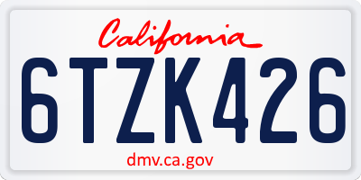 CA license plate 6TZK426