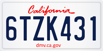 CA license plate 6TZK431