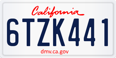 CA license plate 6TZK441