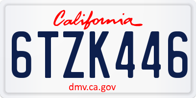 CA license plate 6TZK446