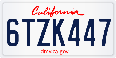 CA license plate 6TZK447