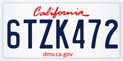 CA license plate 6TZK472