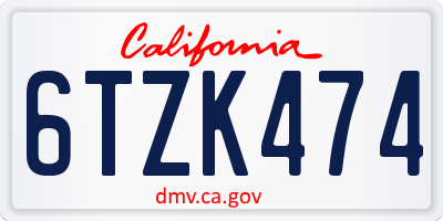 CA license plate 6TZK474