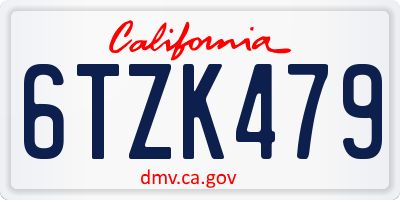 CA license plate 6TZK479