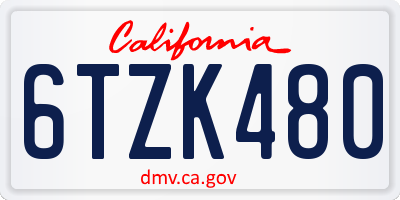 CA license plate 6TZK480