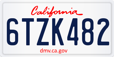CA license plate 6TZK482