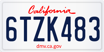 CA license plate 6TZK483