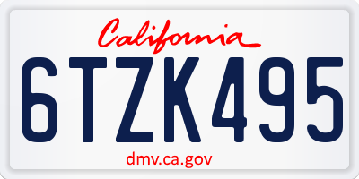 CA license plate 6TZK495
