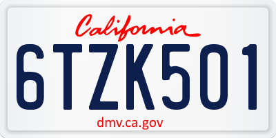 CA license plate 6TZK501