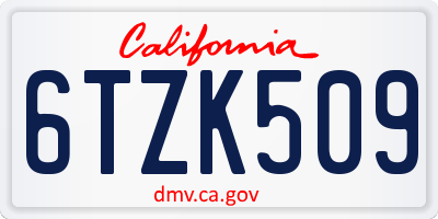 CA license plate 6TZK509