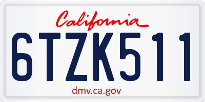 CA license plate 6TZK511