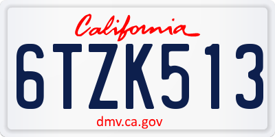 CA license plate 6TZK513
