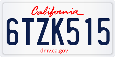 CA license plate 6TZK515