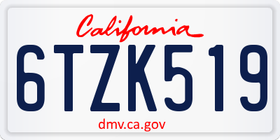 CA license plate 6TZK519
