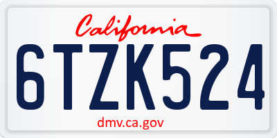 CA license plate 6TZK524