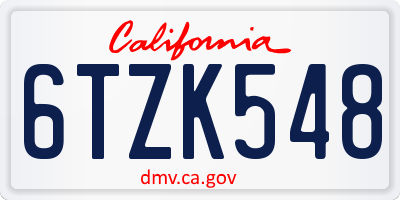 CA license plate 6TZK548