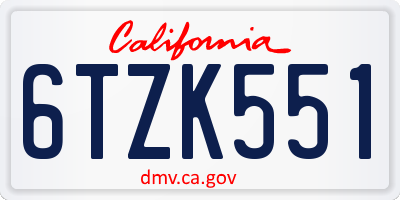 CA license plate 6TZK551