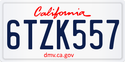 CA license plate 6TZK557