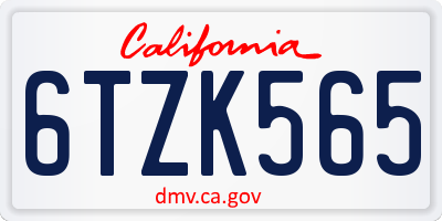 CA license plate 6TZK565
