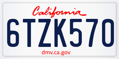 CA license plate 6TZK570
