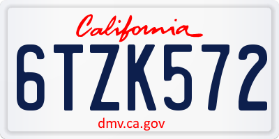 CA license plate 6TZK572