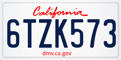 CA license plate 6TZK573