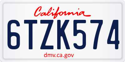 CA license plate 6TZK574